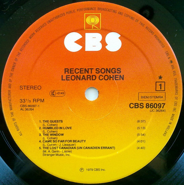 Leonard Cohen – Recent Songs