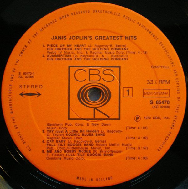 Joplin, Janis - Greatest Hits