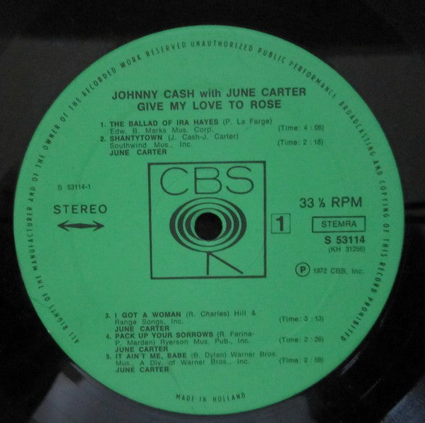 Cash, Johnny With June Carter - Give My Love To Rose