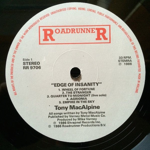 MacAlpine, Tony – Edge Of Insanity