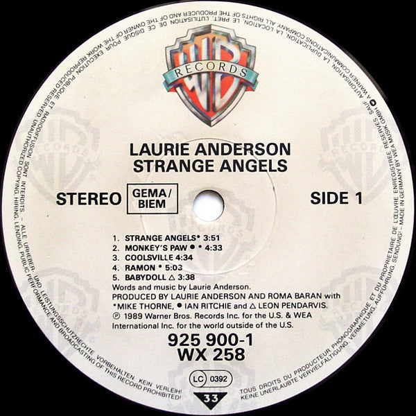 Anderson, Laurie - Strange Angels - RecordPusher