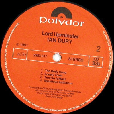 Dury, Ian - Lord Upminster.