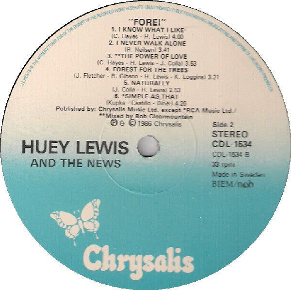 Huey Lewis And The News ‎– Fore!