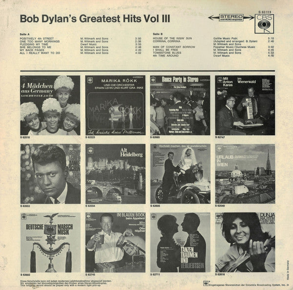 Dylan, Bob -  Bob Dylan's Greatest Hits Vol 3