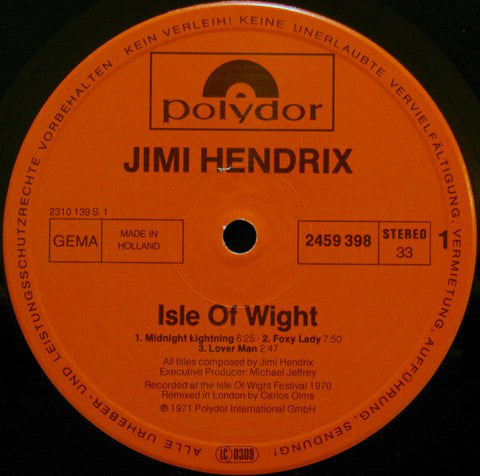 Hendrix, Jimi ‎– Isle Of Wight