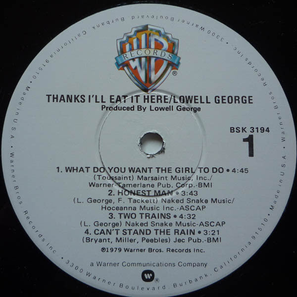 George, Lowell - Thanks I'll Eat It Here