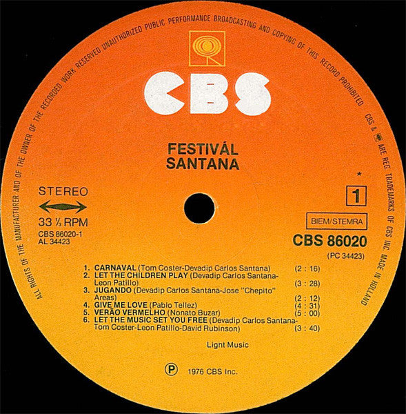 Santana ‎– Festivál