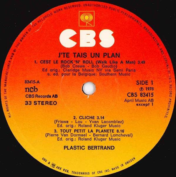 Plastic Bertrand - J'te Fais Un Plan