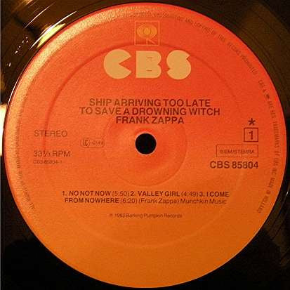 Zappa, Frank ‎– Ship Arriving Too Late To Save A Drowning Witch