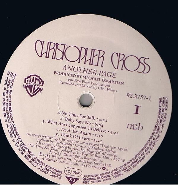 Cross, Christopher ‎– Another Page