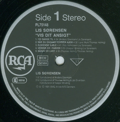 Sørensen, Lis ‎– Vis Dit Ansigt
