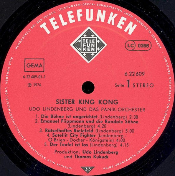 Udo Lindenberg & Das Panik-Orchester - Sister King Kong