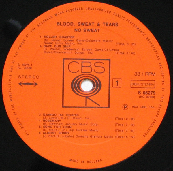 Blood, Sweat & Tears - No Sweat