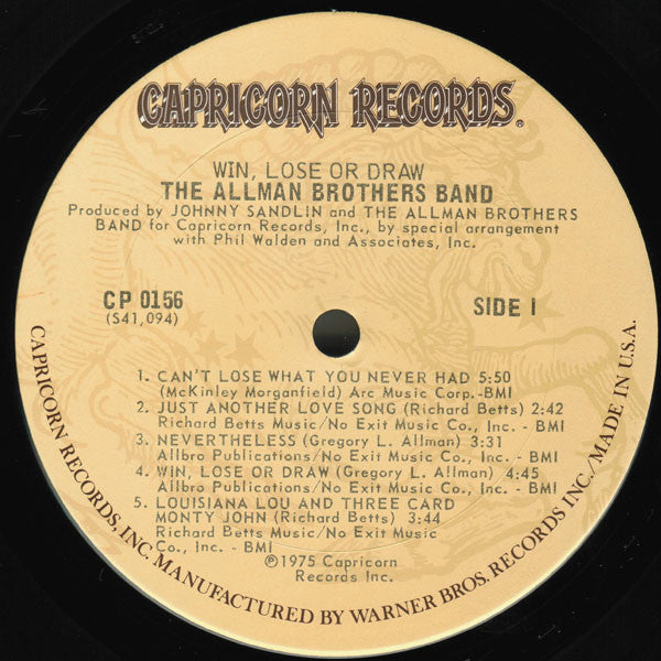 Allman Brothers Band - Win, Lose Or Draw - RecordPusher  