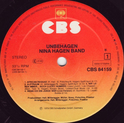 Nina Hagen Band ‎– Unbehagen