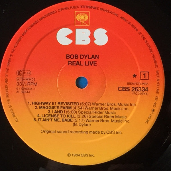 Dylan, Bob ‎– Real Live