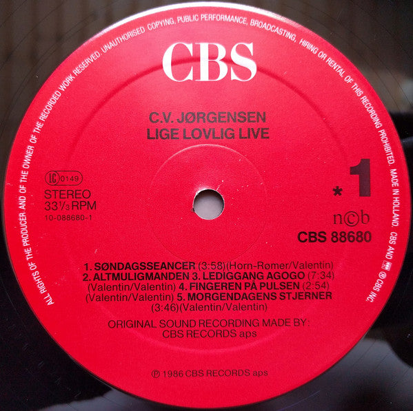 Jørgensen, C.V. - Lige Lovlig Live