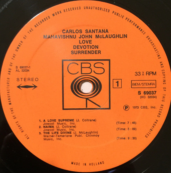 Santana, Carlos/Mahavishnu John McLaughlin - Love Devotion Surrender