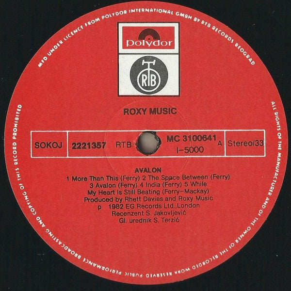 Roxy Music ‎– Avalon