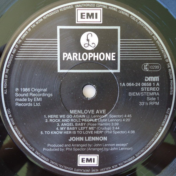 Lennon, John ‎– Menlove Ave