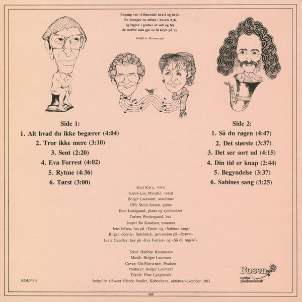 Ravn, Kurt, Karen-Lise Mynster, Holger Laumann & Halfdan Rasmussen ‎– Så Du Røgen
