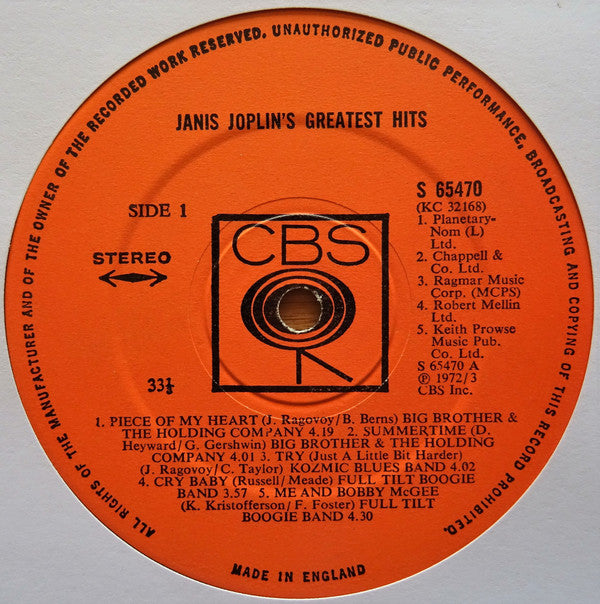 Joplin, Janis - Greatest Hits