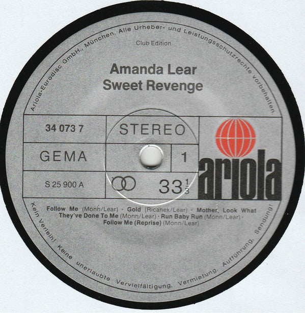 Lear, Amanda ‎– Sweet Revenge