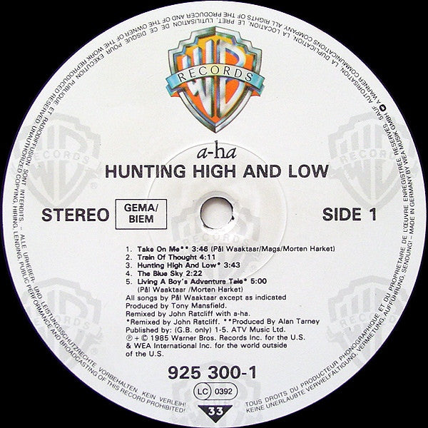 A-ha - Hunting High & Low - RecordPusher  