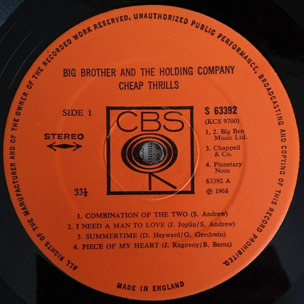 Big Brother & The Holding Company - Cheap Thrills - RecordPusher  