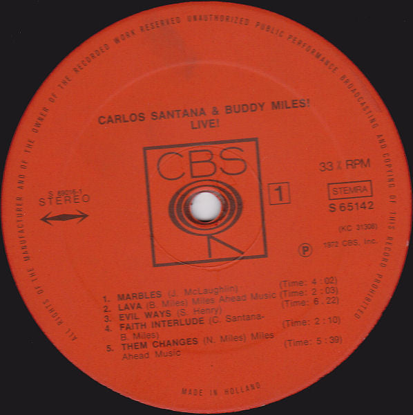 Santana, Carlos & Buddy Miles - Carlos Santana & Buddy Miles! Live!