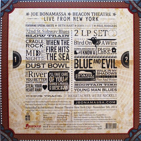 Bonamassa, Joe - Beacon Theatre Live From New York