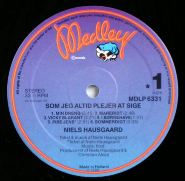 Hausgaard, Niels  ‎–  Som Jeg Altid Plejer At Sige...