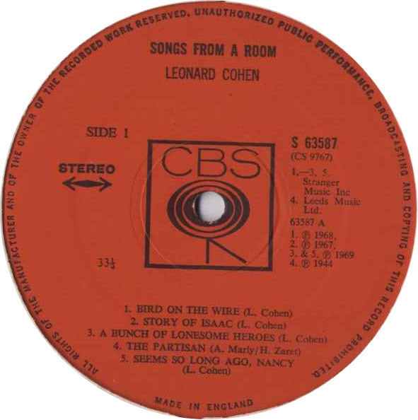 Cohen, Leonard - Songs From A Room