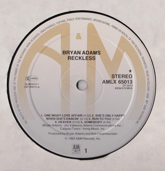 Adams, Bryan ‎– Reckless