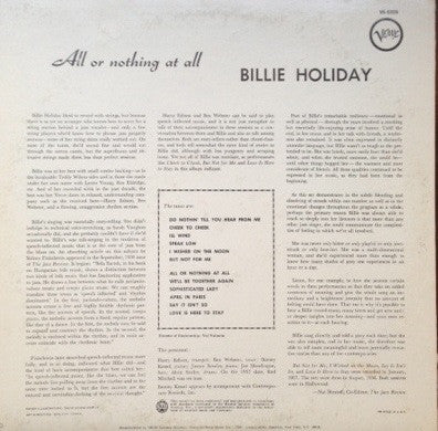 Holiday, Billie ‎– All Or Nothing At All