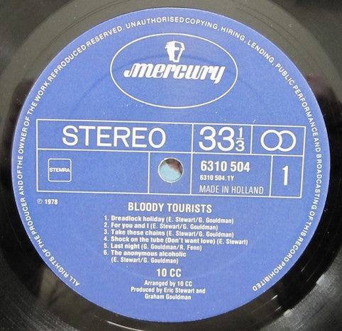 10cc ‎– Bloody Tourists - RecordPusher  