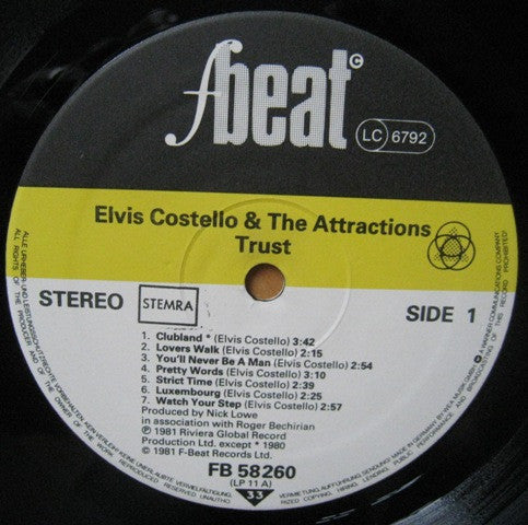 Costello, Elvis & The Attractions - Trust - RecordPusher  