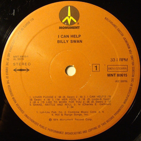 Swan, Billy ‎– I Can Help