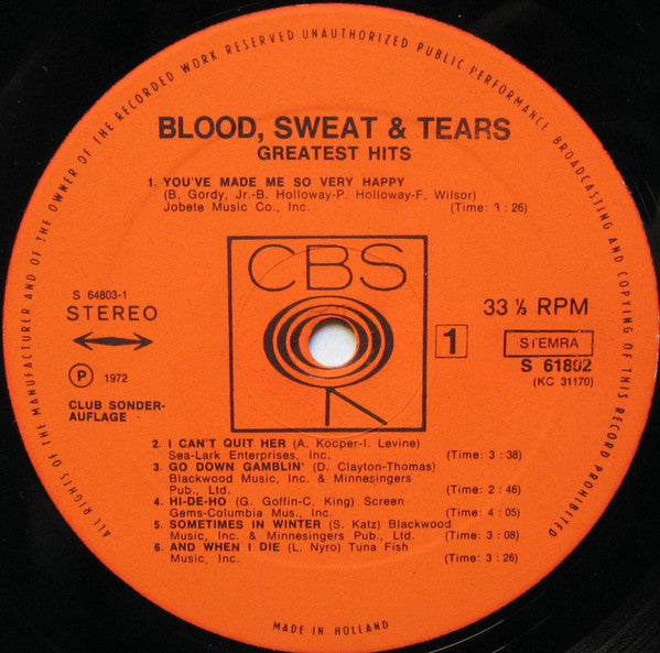 Blood, Sweat & Tears -  Blood, Sweat & Tears Greatest Hits