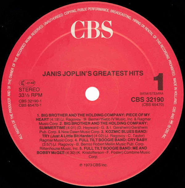 Joplin, Janis - Greatest Hits