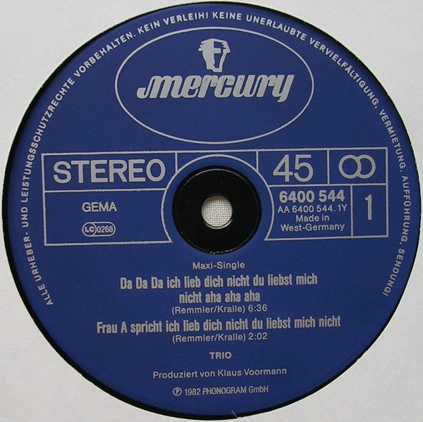 Trio ‎– Da Da Da Ich Lieb Dich Nicht Du Liebst Mich Nicht Aha Aha Aha
