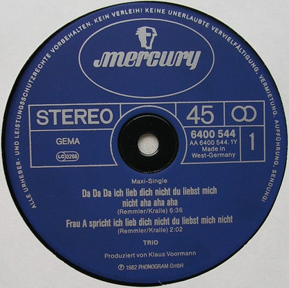 Trio ‎– Da Da Da Ich Lieb Dich Nicht Du Liebst Mich Nicht Aha Aha Aha