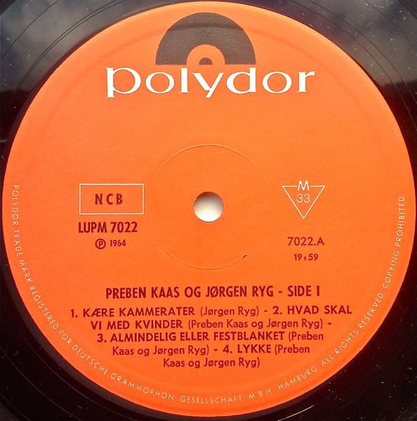 Jørgen Ryg Og Preben Kaas ‎– Jørgen Ryg Og Preben Kaas