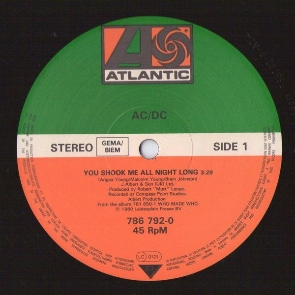 AC/DC - You Shook Me All Night Long - RecordPusher  