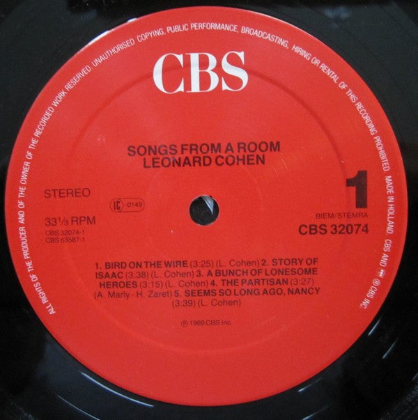 Cohen, Leonard - Songs From A Room