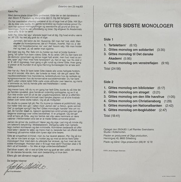 Højholt, Per ‎– Gittes Sidste Monologer