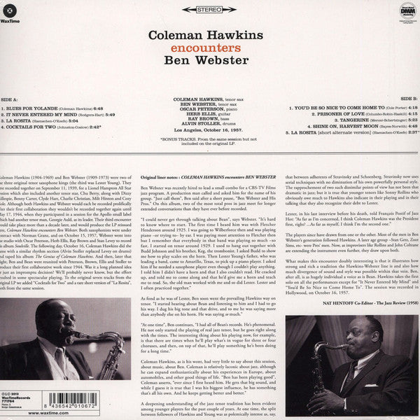Hawkins Coleman / Ben Webster ‎– Coleman Hawkins Encounters Ben Webster