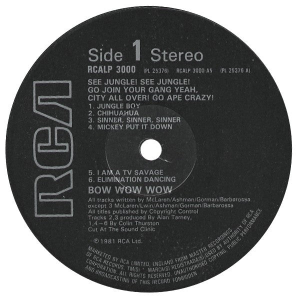 Bow Wow Wow ‎– See Jungle! See Jungle! Go Join Your Gang Yeah, City All Over! Go Ape Crazy!