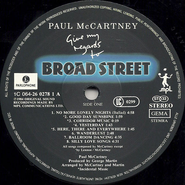 McCartney, Paul - Give My Regards To Broad Street