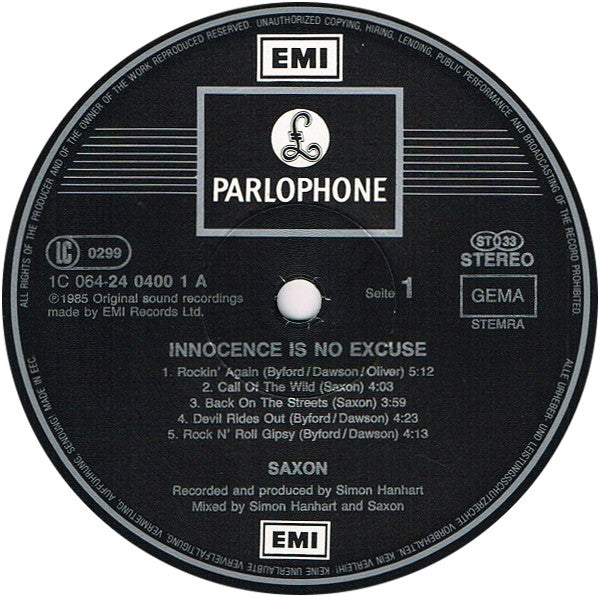 Saxon - Innocence Is No Excuse